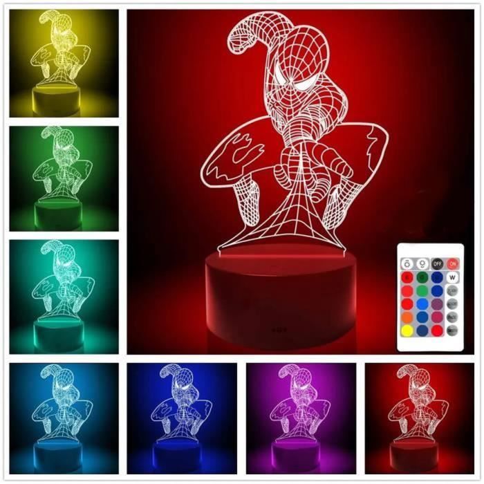 15€01 sur Lampe 3D Tactile Veilleuses Enfant 7 Couleurs avec Telecommande -  Spiderman #1460 - Veilleuses - Achat & prix
