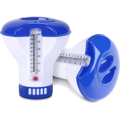 Distributeur Chlore Flottant Piscine Avec Thermomètre Intégré – Diffuseur Pastilles 1.5" + Contrôle Température Précis