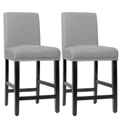 GIANTEX Lot De 4 Tabourets De Bar Industriels Bois Et Fer - Hauteur 62cm Avec Repose-Pieds