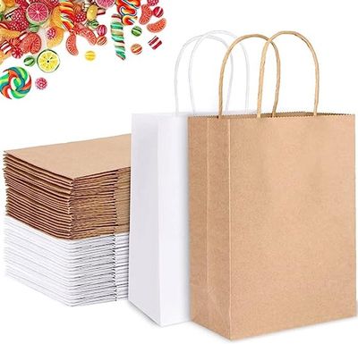Lot De 30 Petits Sacs Cadeaux Blancs Avec Poignées - Dimensions 15x8x21cm