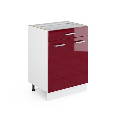 Vicco Meuble cuisine Fame-Line, Blanc Haute brillance, 60cm avec tiroir