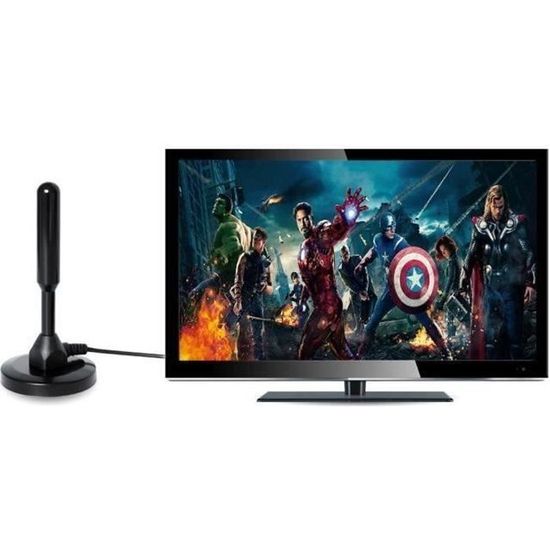 Antenne TV Intérieure Amplifiée – Réception Numérique 360°, Câble Coaxial 3m, Pour Chaînes Locales TNT HD