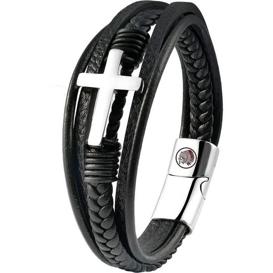 Bracelet Homme En Cuir Synthétique Tressé Main - Style Vintage, 20cm, Brun - Neuf Avec étiquettes