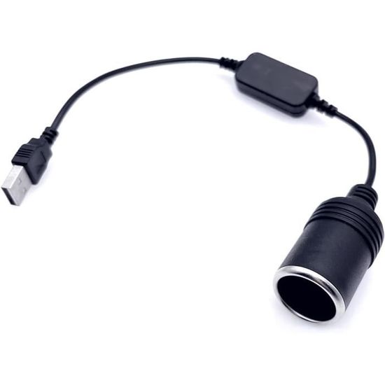 Câble USB-C Vers Allume-cigare Femelle 12V - Longueur Au Choix (30 à 300 Cm), Pour Alimenter Accessoires Auto (dashcam, Ventilateur, Etc.)
