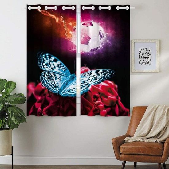 ANEEHA Lot De 2 Rideaux Occultants 3D Fleur Mauve 140x175 Cm – Thermiques, Isolants & Décoratifs