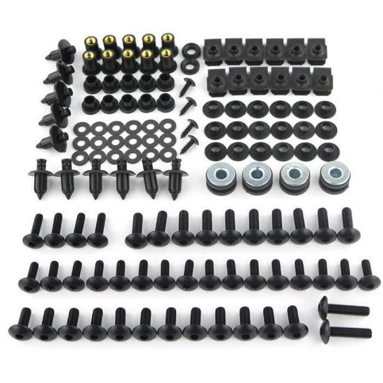 Kit Boulons Carénage Moto Yamaha YZF R6 1999-2002 - Agrafes Vis Aluminium Noir