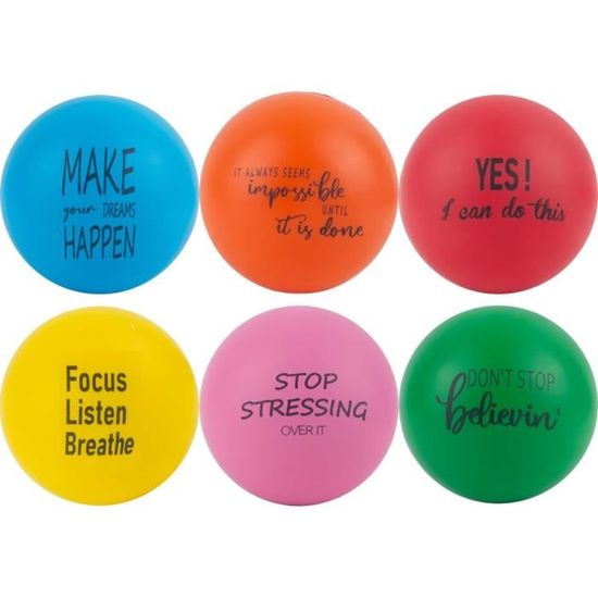 6 Boules Anti-Stress - 4 Cm, Couleurs Variées, Pour Enfants Et Adultes - 5