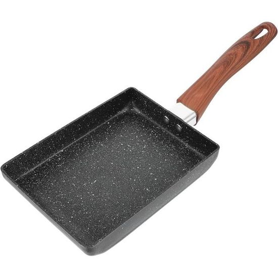 Poêle Omelette Japonaise Tamago 18x15 Cm – Aluminium Anti-adhésif, Poignée Amovible Bois
