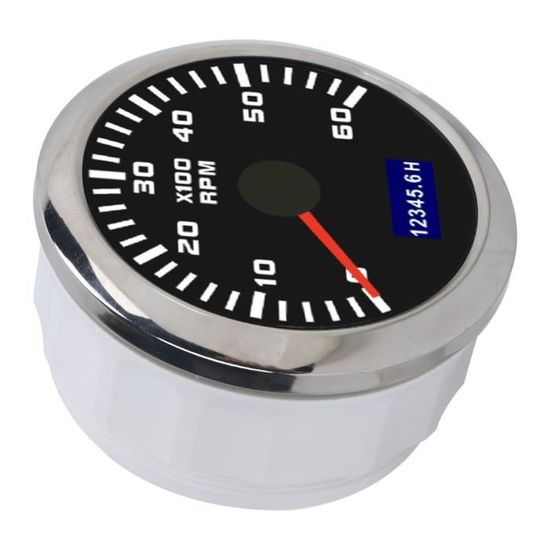 Tachymètre Voiture 52 Mm - Aiguilles LED Rouges, écran Blanc, Compatible 12V, Réglable Cylindres