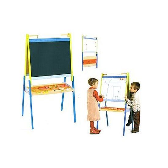 Jeujura Tableau Mural Réversible Bois 67x55 Cm – Craie + Feutre Magnétique, Plumier Intégré, Made In France