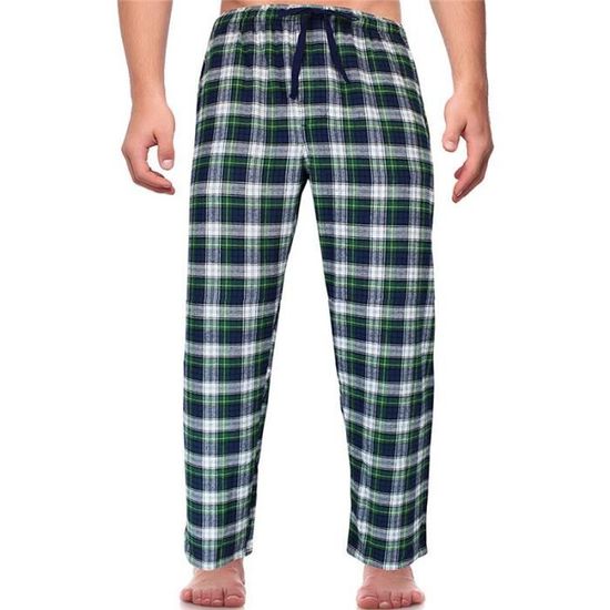 Pyjama Homme long Pyjama d ete raye en coton bon marche pour hommes vetements de nuit longs pantalons pour hommes a la maison Green Cdiscount Pret a Porter