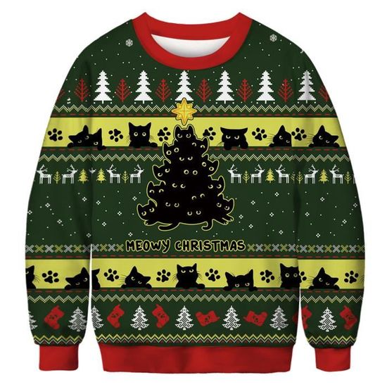 Pull Noël Drôle Moche Pull De Noël Drôle Femme Leversic – Manches Longues, Motif Moche Sympa, Doux Et Chaud Pull Chaud Femme