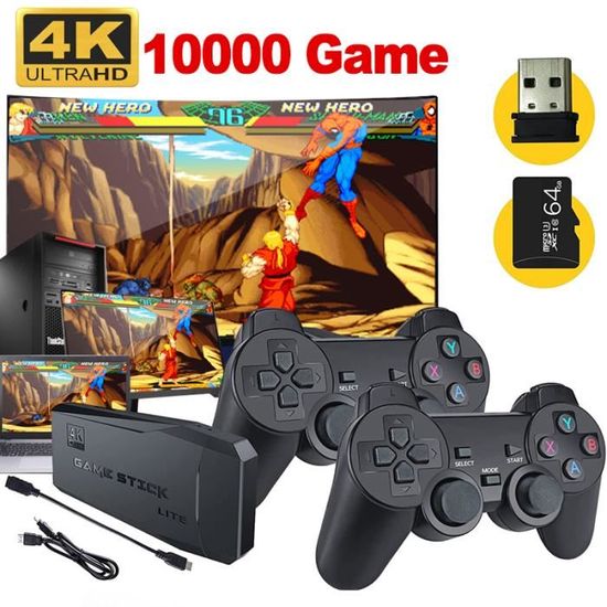 Console HDMI Rétro Gaming - 40 000 Jeux Classiques Inclus - 2 Manettes Sans Fil - Neuf Scellée