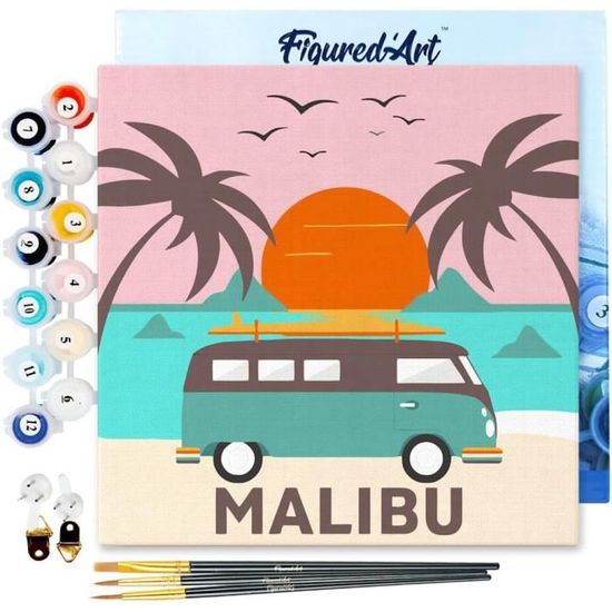 Figured'Art Mini Peinture par Numéro Adulte 20x20cm avec cae Plage ...