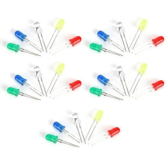 TMISHION Diodes lumineuses LED 100 pièces 5mm Diodes LED rouge vert