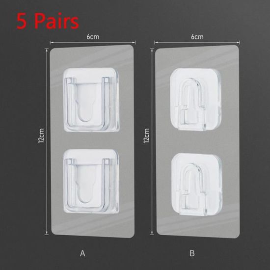 CUHZA 10 Paires Crochets Adhésifs Transparents Réutilisables - Double Face Pour Cuisine, Salle De Bain Et Salon