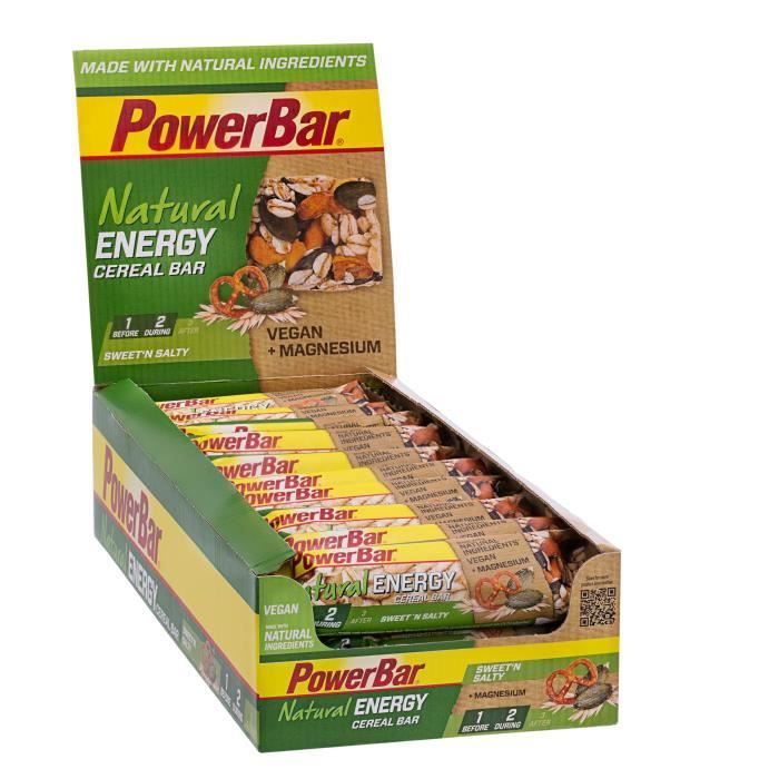 POWERBAR Lot de 24 barres de céréales Natural Energy Cereal - Sucré et salé - 40 g