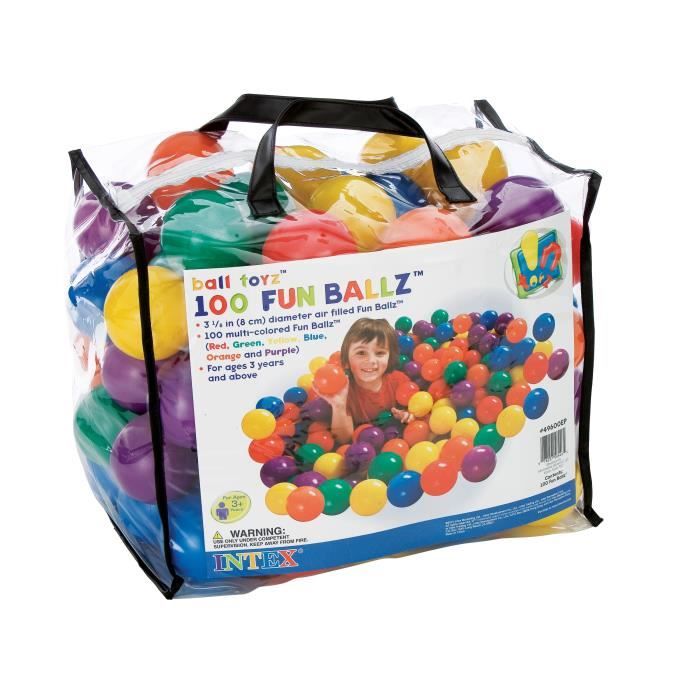 Lot de 100 balles multicolores INTEX - Diamètre 8 cm - Pour enfants dès 3 ans