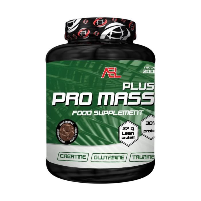 Pro Mass Plus 2kg FRAISE | Lean Gainer 30% Protéines | Créatine | Glutamine | Taurine | All Sports labs