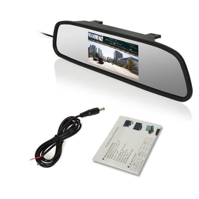 4,3 pouces Autoradio Car Mirror moniteur avec écran HD Digital TFT-LCD pour lecteur DVD - VCD & Caméra de recul entrée Rétroviseur