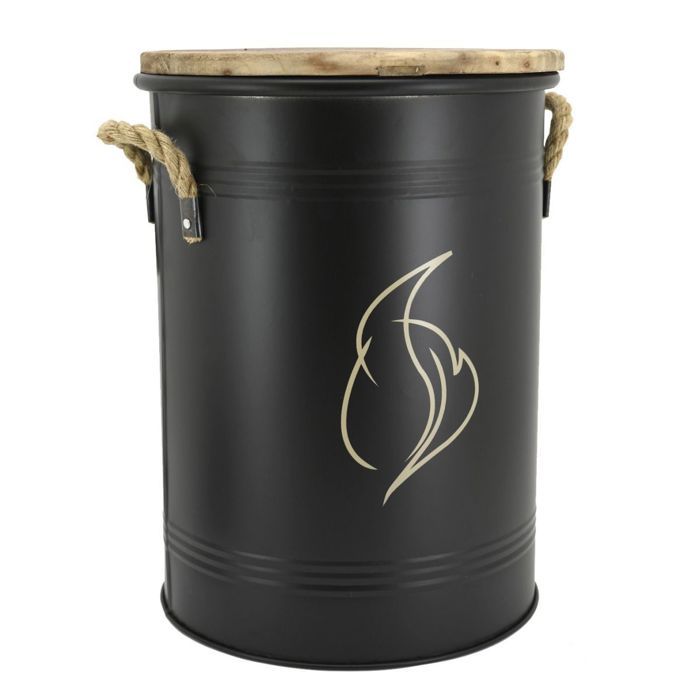 Tabouret et seau à pellets Métal laqué Flamme Métal Laqué Flamme