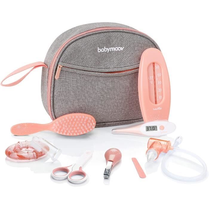 Babymoov - Trousse de Soin & de Toilette pour Bebe, 9 Accessoires, Peche