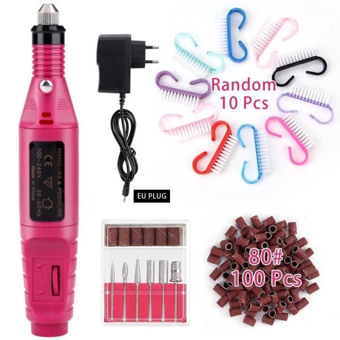 RRed Set 1 -Ponceuse à ongles électrique professionnelle, tour de manucure et pédicure, brosse de nettoyage des ongles, perceuse à o