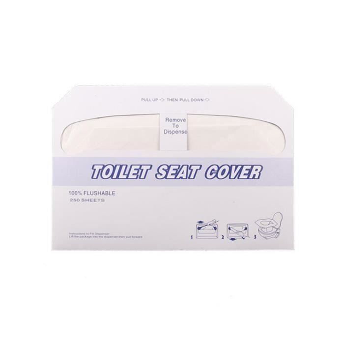 250pcs Couvre de siège de Toilette jetable en papier Portable de voyage Enceinte Housse WC pour publiques Soluble dans l'eau