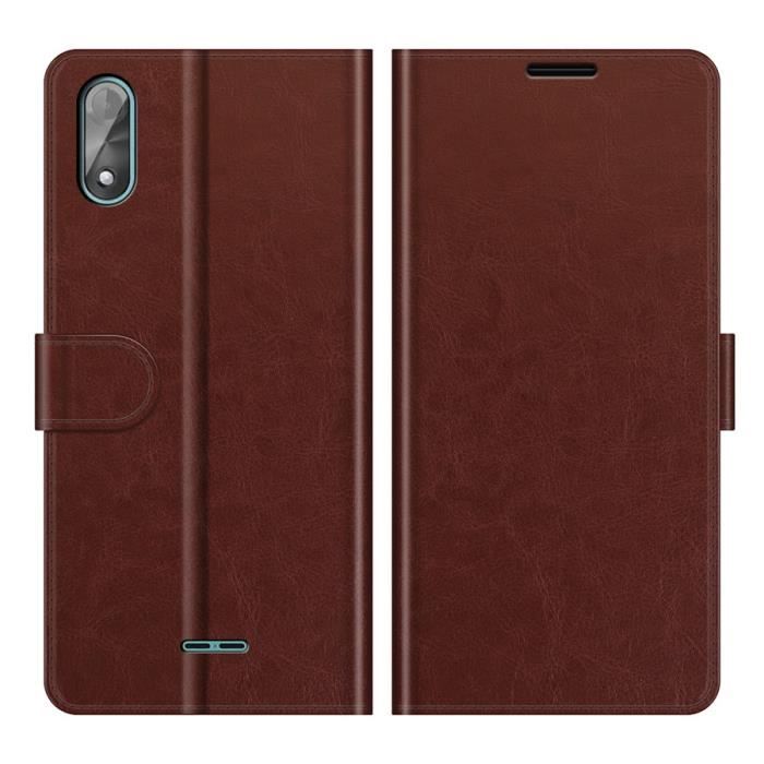 Étui Wiko Y51, Portefeuille Silicone Cuir Ultra-fin Support Fermeture Magnétique Housse Protection, Marron