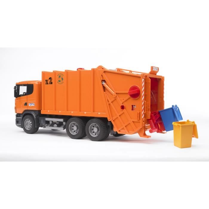BRUDER - Camion Poubelle SCANIA R-serie orange - 62 cm