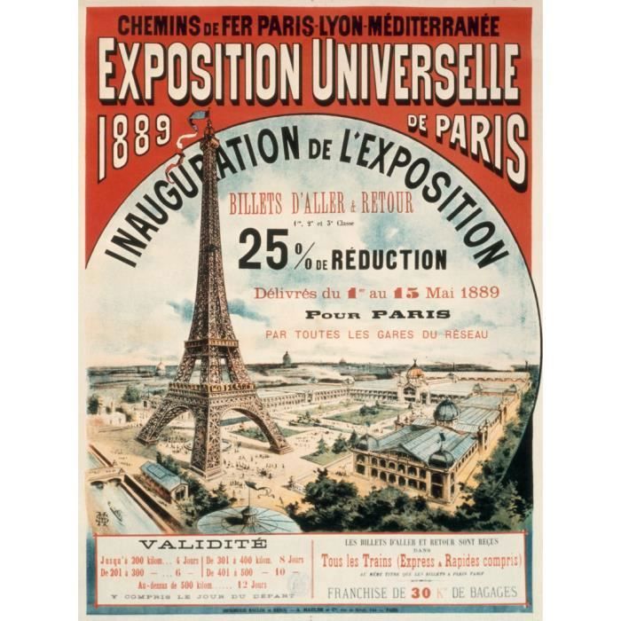 Poster Affiche Exposition Universelle 1889 Paris Affiche Tour Eiffel Vintage 31cm x 41cm
