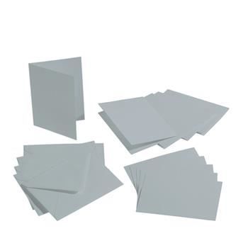Lot de 5 Cartes double rectangulaires et enveloppes, Format A6, 10,5 cm x 15 cm - Argenté