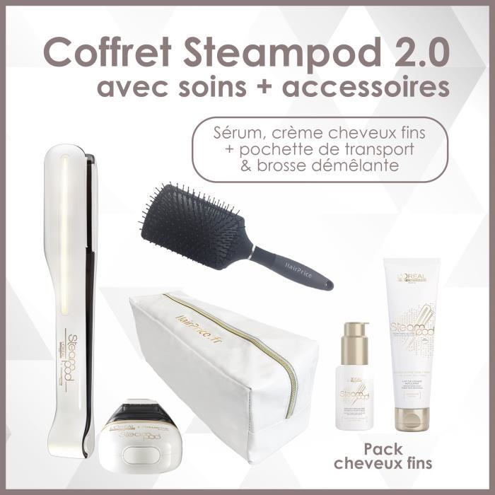 L'oreal - Pack Steampod - cheveux fins avec une trousse de rangement glossy hairprice + crème fins et sérum