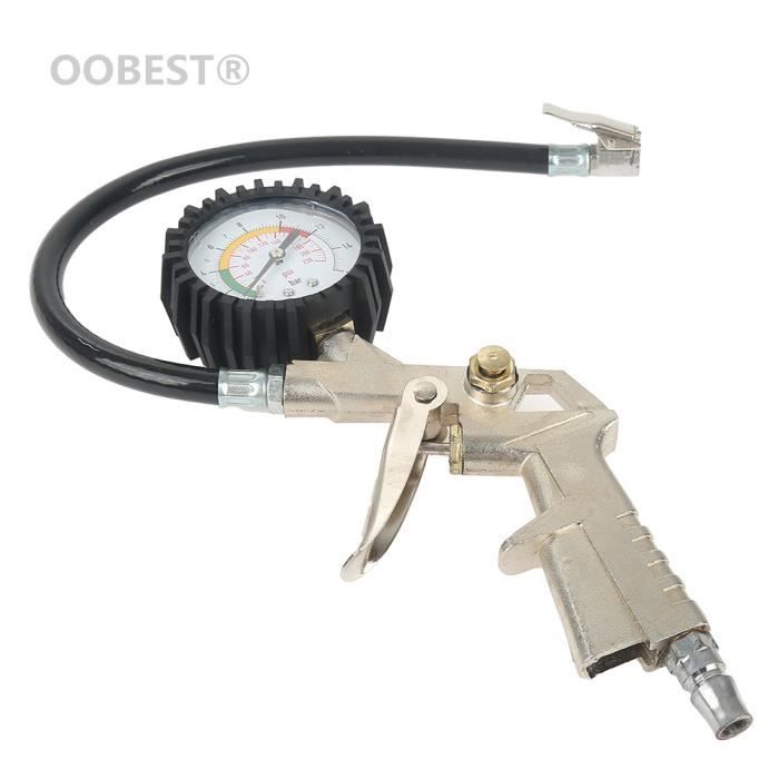 OOBEST® Allemagne Manomètre De Pression Gonfleur Pour Pneu Voiture Motocyclette Noir