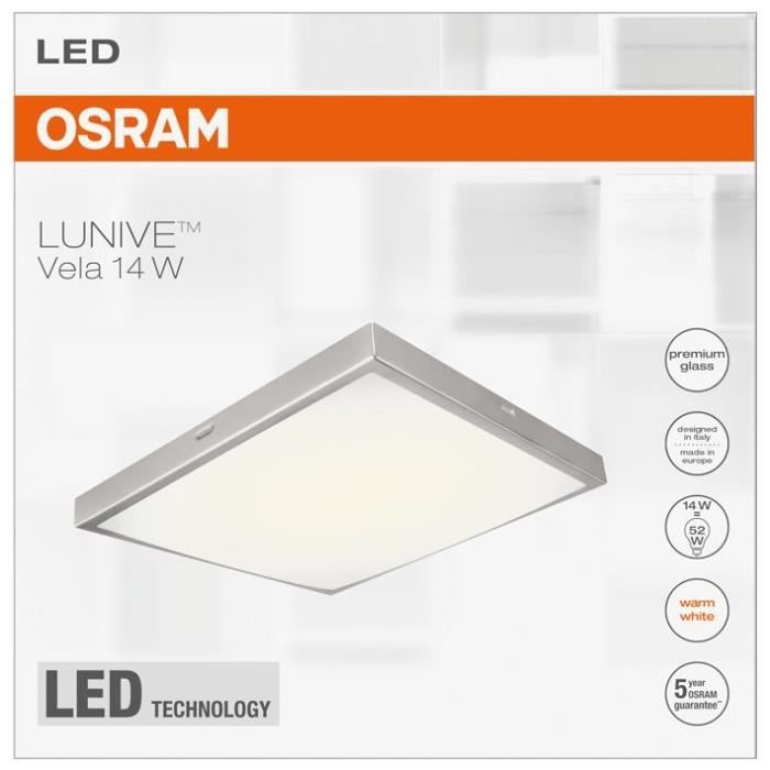 OSRAM - Applique / plafonnier LED Lunive Vela 200x200 mm 14W blanc chaud