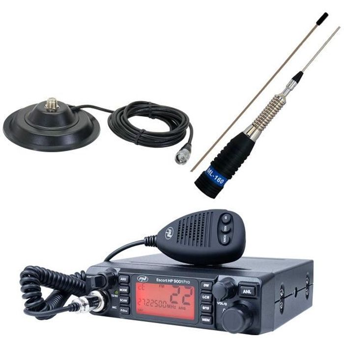 Pack de station radio CB PNI ESCORT ESCORT HP 9001 PRO ASQ + antenne CB PNI ML160 avec aimant 145 / PL