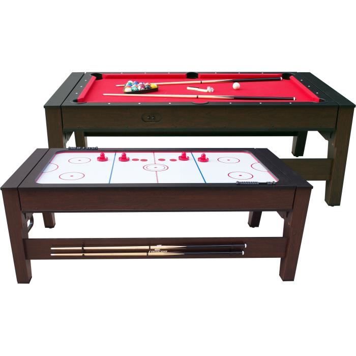 Cougar Table de Billard & Air Hockey Reverso 6ft marron / rouge pour l'intérieur | Accessoires inclus | Table jeu Adulte & Enfant