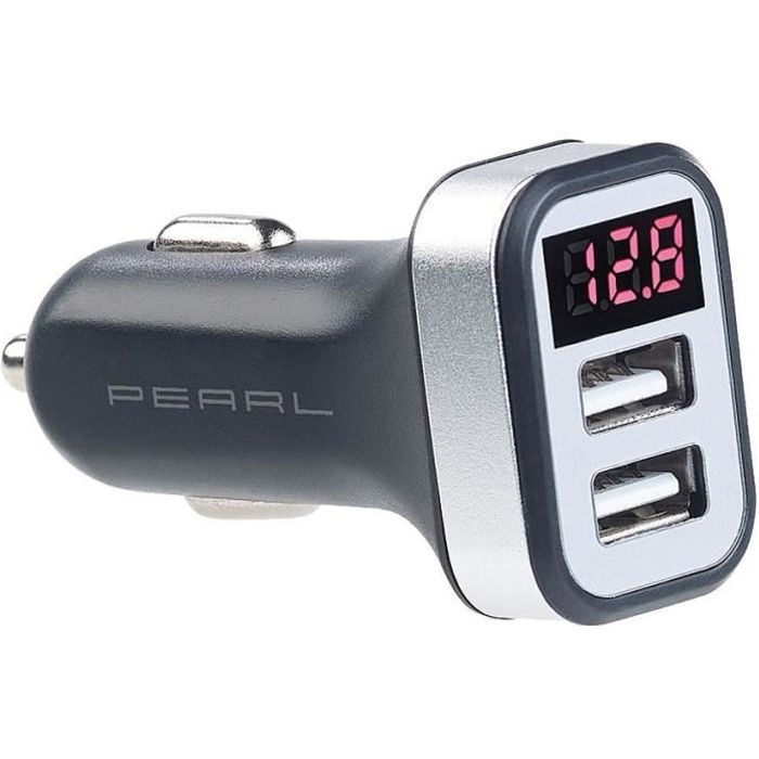 Chargeur USB 12V avec avertisseur de tension, 2x USB, 3,1 A