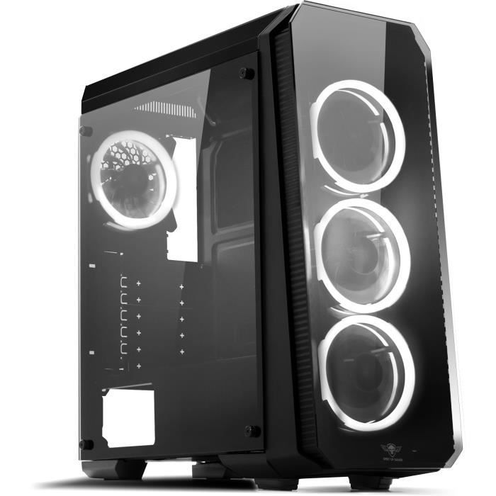 SPIRIT OF GAMER DEATHMATCH 8 - Boîtier GAMINg ATX - Full verre/métal - 4 led fans Blancs