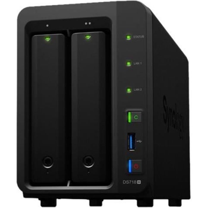 Synology Disk Station DS718+ Serveur NAS 2 Baies RAID 0, 1, 5, 6, 10, JBOD RAM 2 Go Gigabit Ethernet iSCSI