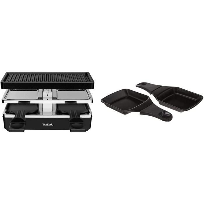 Tefal RE2308 Plug & Share Raclette 400 W 2 poelons + plaque de cuisson Interrupteur marche/arret Revetement & Lot de 2 Coupel