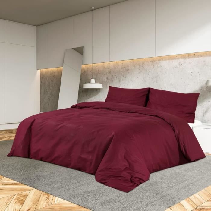 vidaXL Ensemble de housse de couette Bordeaux 155x220 cm Microfibre136039
