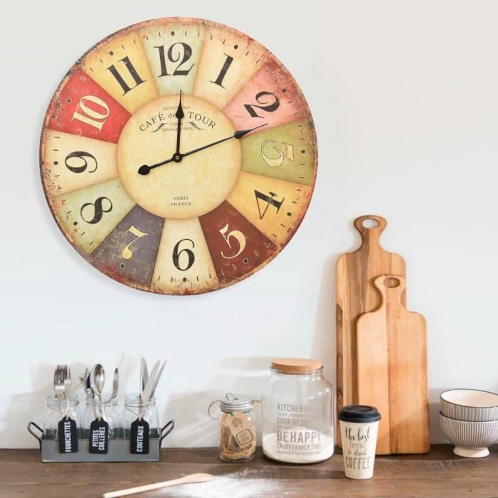 Horloge murale vintage Colorée 60 cm DBA