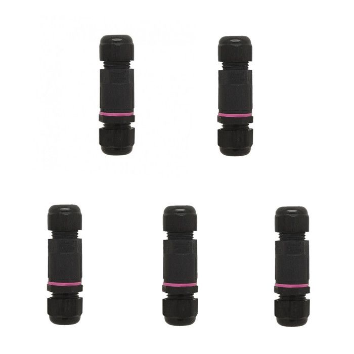 LOT 5 x Connecteur Étanche IP68 450V Noir 3 Fils pour Connexion Luminaire Extérieur