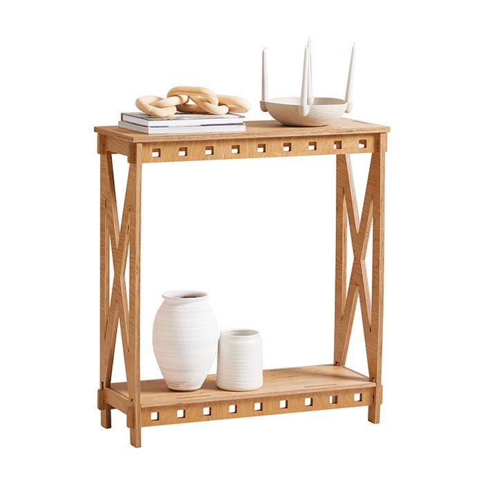 table console en bois hfsb01-n sobuy - 80 x 30 x 87,5 cm - structure assemblée en tenons et mortaises