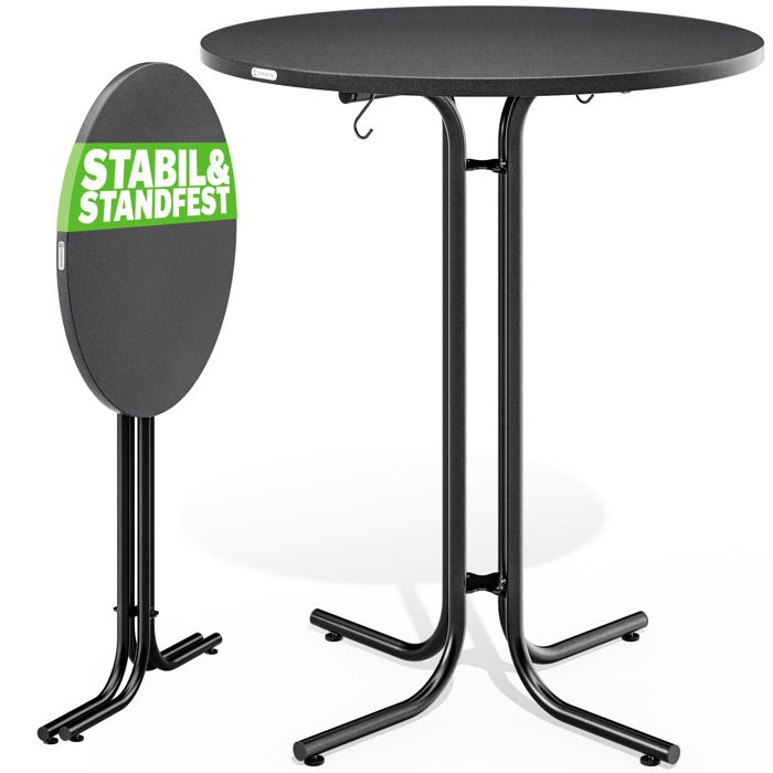 casaria® table de bar grise ronde 80 cm de diamètre pliable haute de 110 cm plateau de table en mdf mange debout table d‘appoint