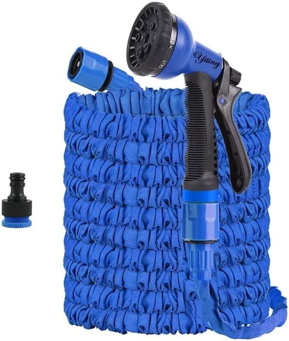 BABADU Tuyau d'arrosage extensible de 15,2 m – Tuyau d'arrosage flexible avec 8 modes de pistolet d'arrosage et connecteur de tuyau de 1,9 cm, 1,27 cm pour jardin