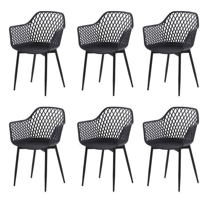 DORAFAIR 6pcs Chaises chaises pour salle à manger salon terrasse jardin chaise de maison 52x57x85cm plastique+fer noir