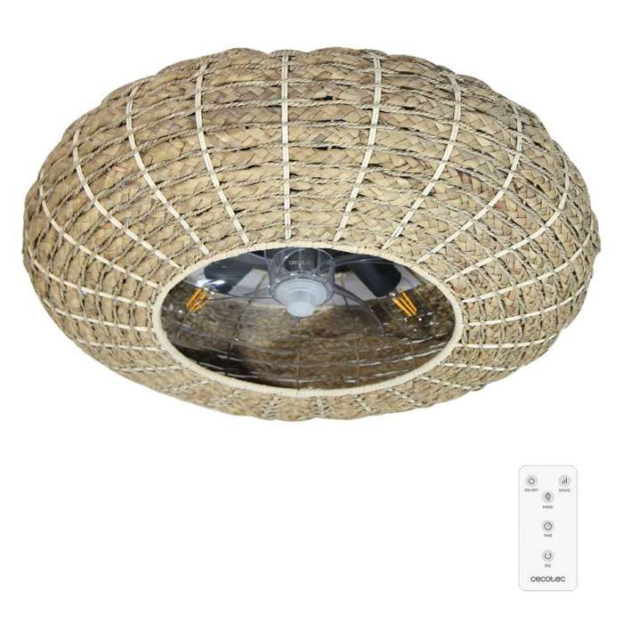 Cecotec Ventilateurs de plafond avec lumière EnergySilence LampAero 650 Natural Wicker - Cecotec