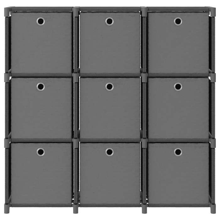 Meuble Étagère - mango - 9 cubes - avec boîtes - Gris 103x30x1075 cm - Tissu M1997